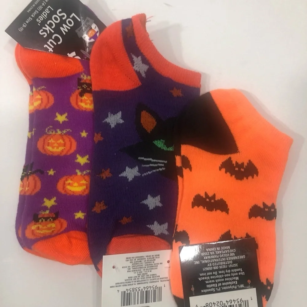 3 Pair Halloween Low Cut Socks NEW
